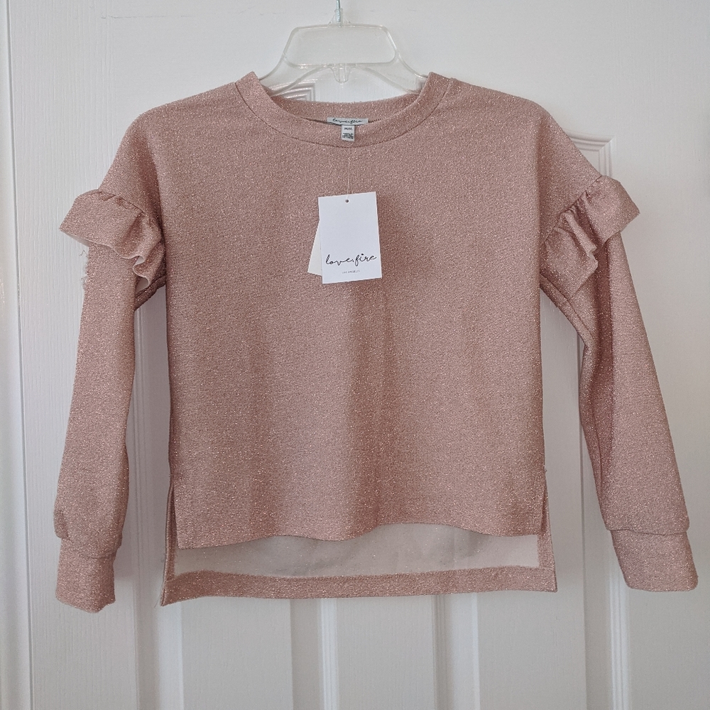 Girl's metallic, long-sleeved top